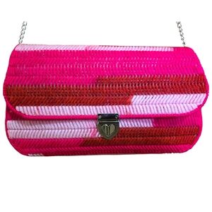 Stylish Pink and Red Woven Women's Bag